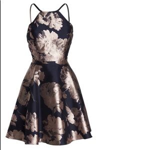 Floral Brocade Fit & Flare Dress